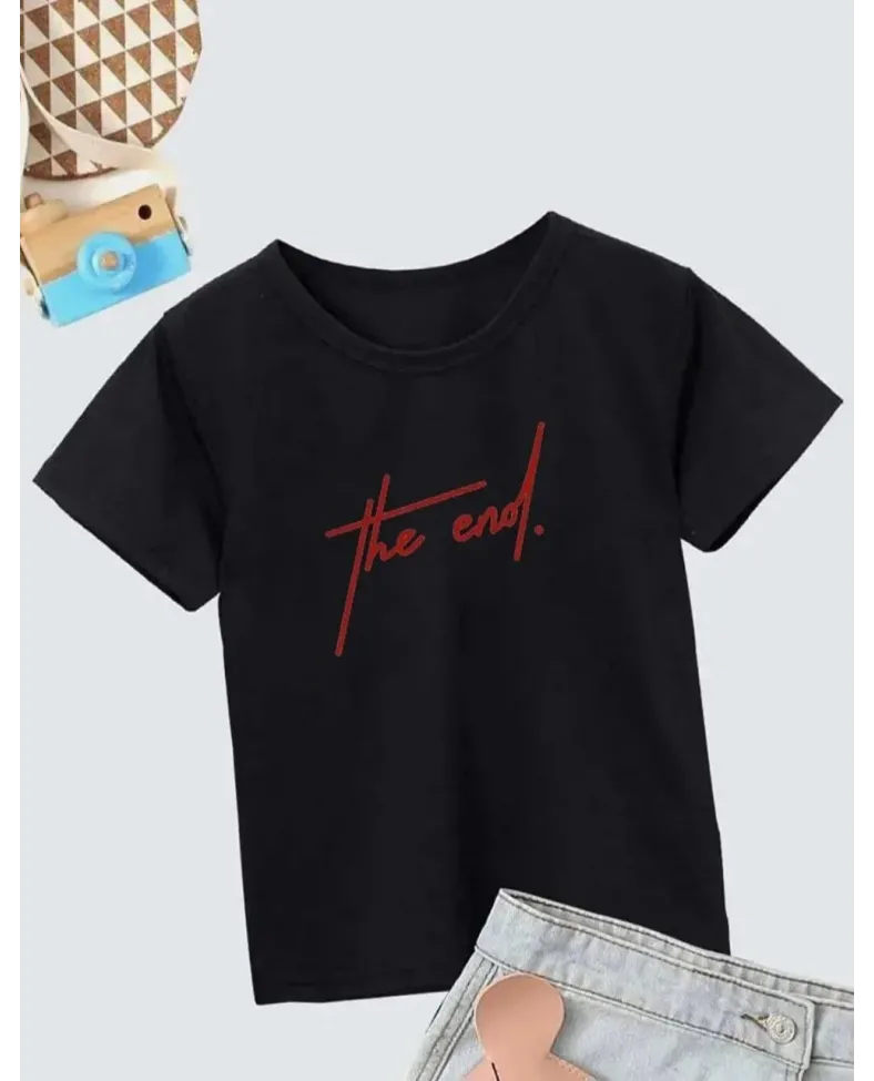 Çocuk Unisex Baskılı T-Shirt - Siyah