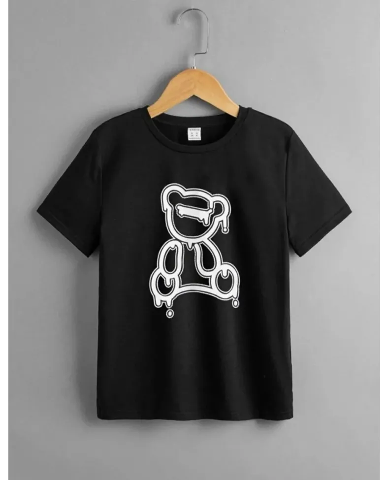 Çocuk Unisex Baskılı T-Shirt - Siyah