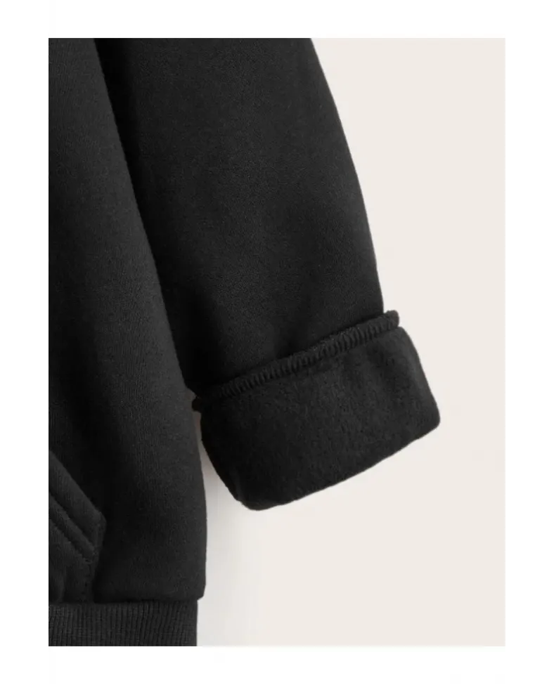 Çocuk Unisex Kapüşonlu Ön ve Arka Blessed Baskılı Sweatshirt - Siyah