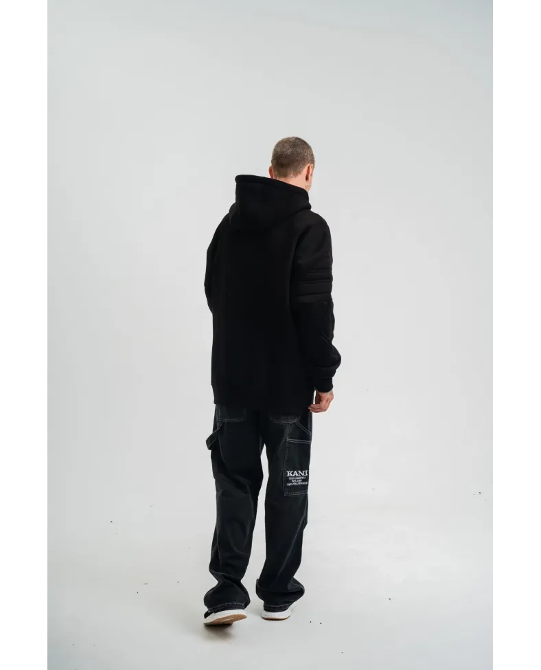 Double Oversize Kapşonlu Nakışlı SweatShirt - Siyah