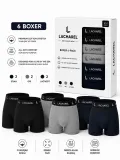 Erkek 12'li İç Giyim Seti Pamuklu 6 Boxer 6 Çorap Çoklu Paket - Siyah - Lacivert - Gri - Beyaz