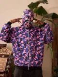 Unisex 2 İplik Bape Kapüşonu Fermuarlı Hırka - Mor Somersan Giyim | Kadın, Erkek ve Çocuk Moda