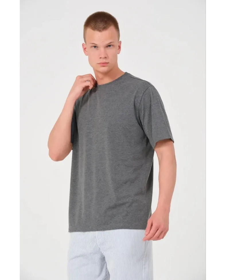 Erkek 24/1 Düz A Kalite Oversize T-shirt - Antrasit