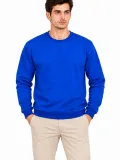 Erkek 2'Li Bisiklet Yaka İçi Şardonlu 2 İplik Düz Uzun Kollu Regular Fit Sweatshirt - Mavi & Kırmızı