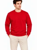 Erkek 2'Li Bisiklet Yaka İçi Şardonlu 2 İplik Düz Uzun Kollu Regular Fit Sweatshirt - Mavi & Kırmızı