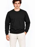 Erkek 2'Li Bisiklet Yaka İçi Şardonlu 2 İplik Düz Uzun Kollu Regular Fit Sweatshirt - Siyah & Gri