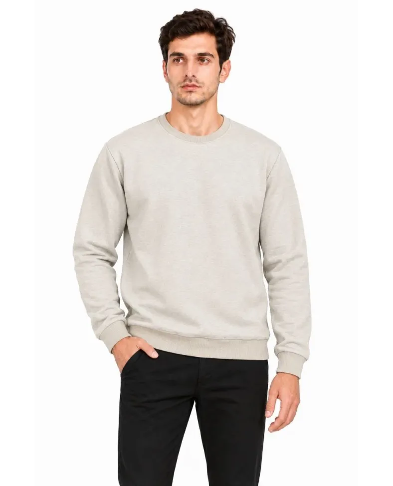 Erkek 2'Li Bisiklet Yaka İçi Şardonlu 2 İplik Düz Uzun Kollu Regular Fit Sweatshirt - Siyah & Gri
