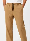 Erkek 2'li Bürümcük Kumaş Beli Lastikli Bağcıklı Bol Paça Pantolon - Beyaz/Vizon