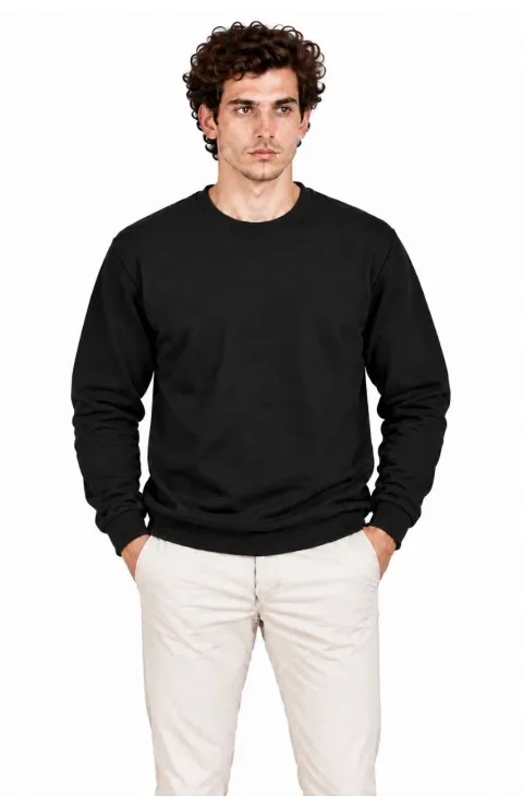 Erkek 3'Lü Bisiklet Yaka İçi Şardonlu 2 İplik Düz Uzun Kollu Regular Fit Sweatshirt - Siyah - Bordo - Gri