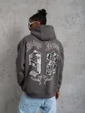 Erkek 98 Baskılı Kapşonlu Sweat - Gri