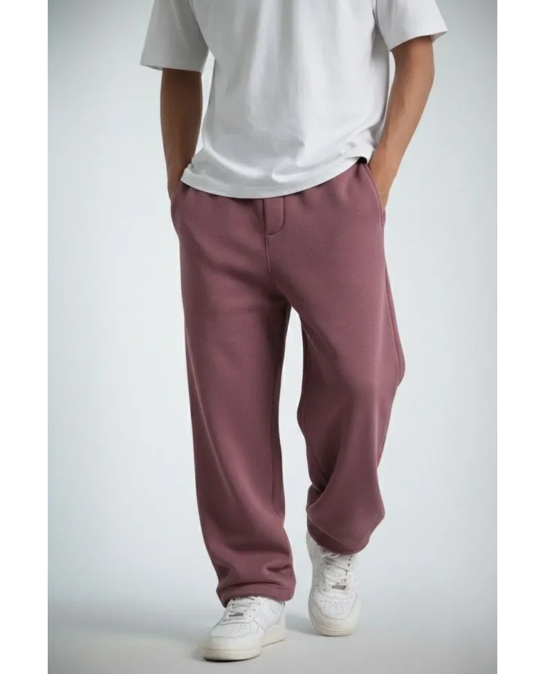 Erkek Baggy Alt Eşofman - Gül Kurusu