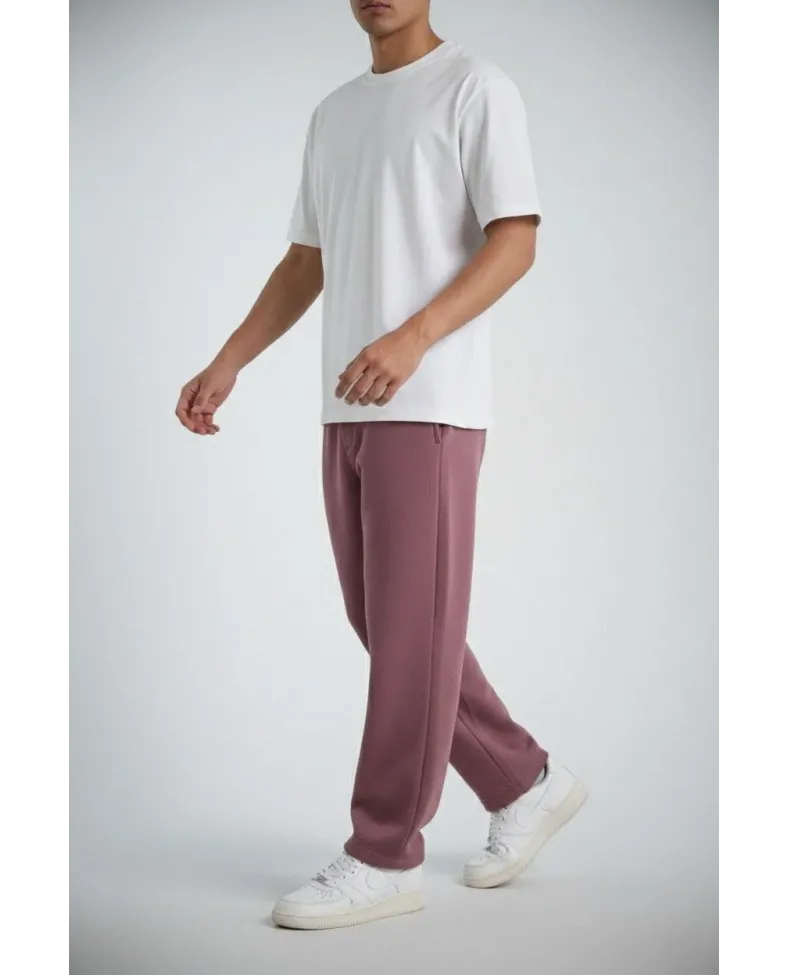 Erkek Baggy Alt Eşofman - Gül Kurusu