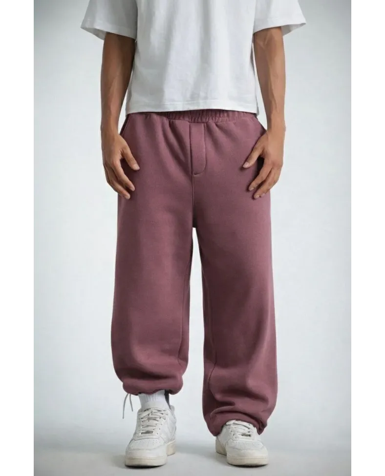 Erkek Baggy Alt Eşofman - Gül Kurusu