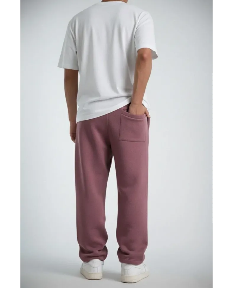 Erkek Baggy Alt Eşofman - Gül Kurusu