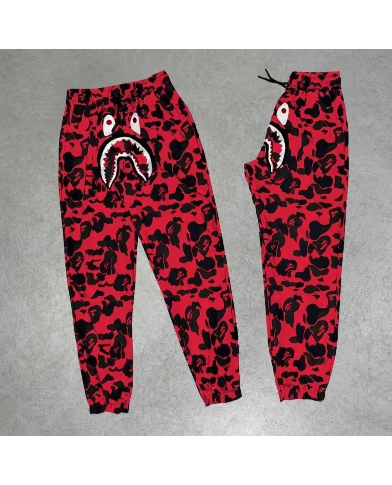 Unisex Pubg Bape x Shark Eşofman Altı - Kırmızı Somersan Giyim | Kadın, Erkek ve Çocuk Moda