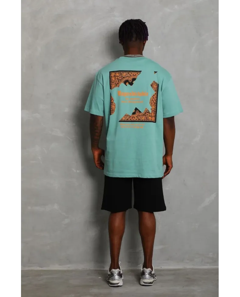 Erkek Baskılı Tişört Kısa Kol Bisiklet Yaka Oversize T-Shirt - Mint Yeşili Somersan Giyim | Kadın, Erkek ve Çocuk Moda