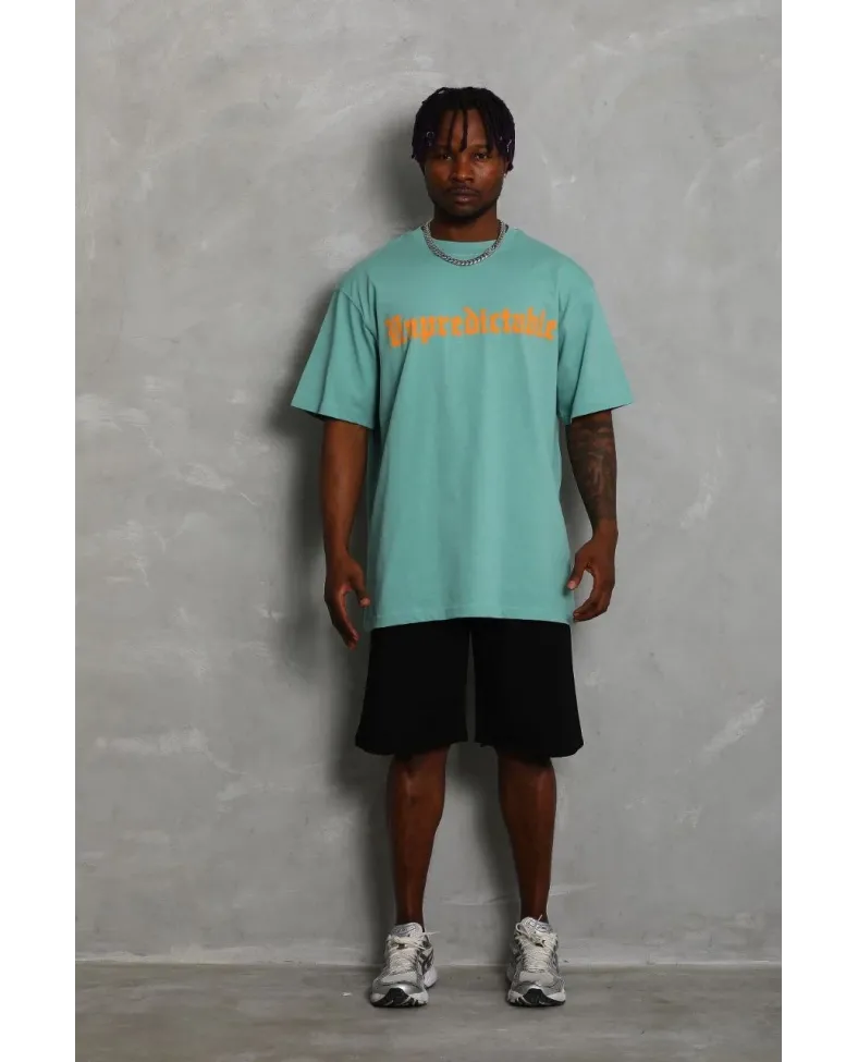 Erkek Baskılı Tişört Kısa Kol Bisiklet Yaka Oversize T-Shirt - Mint Yeşili Somersan Giyim | Kadın, Erkek ve Çocuk Moda