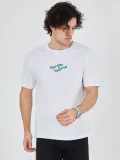 Erkek Baskılı T-Shirt Kısa Kol Bisiklet Yaka Regular Fit Rahat Kalıp Günlük Tişört - Beyaz