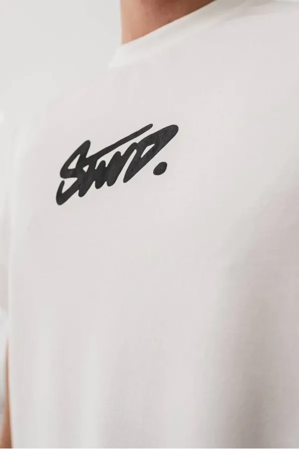 Erkek Baskılı Oversize - Beyaz