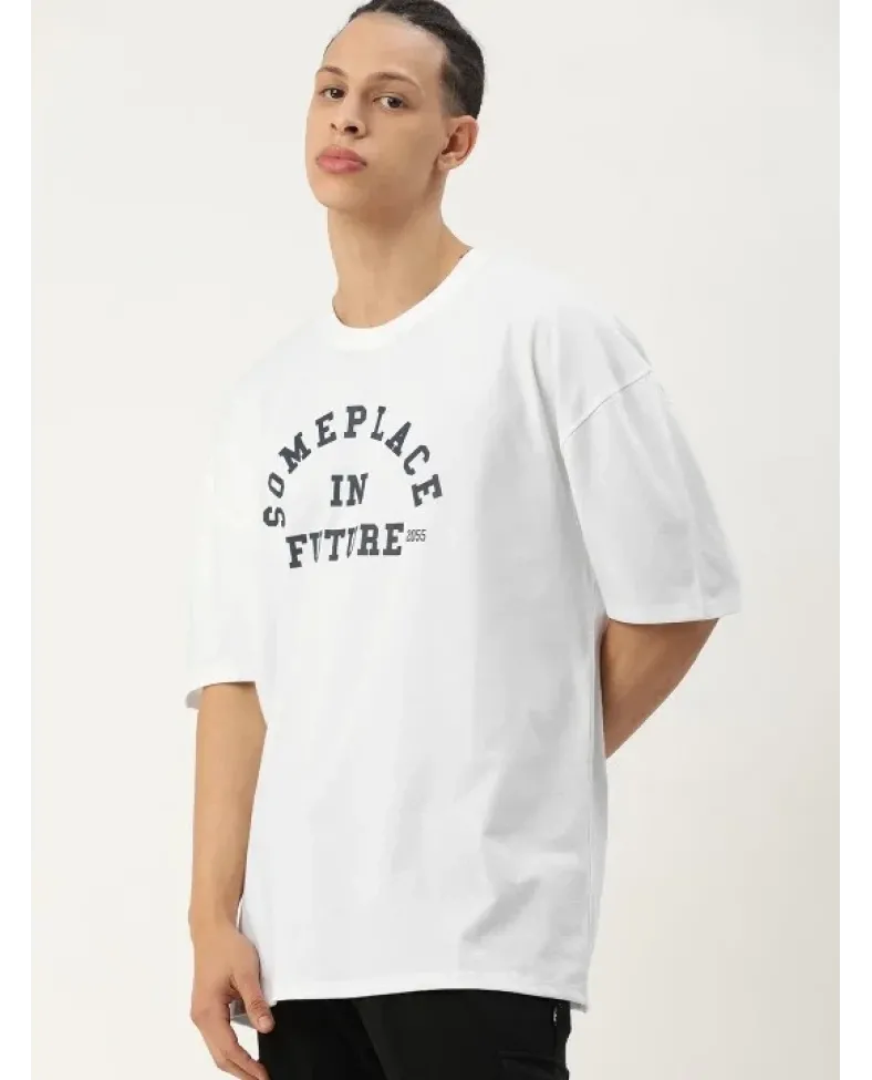 Erkek Baskılı Oversize - Beyaz