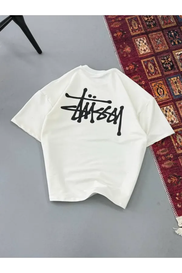 Erkek Baskılı Oversize - Beyaz