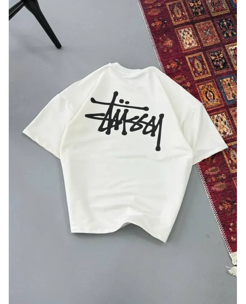 Erkek Baskılı Oversize - Beyaz