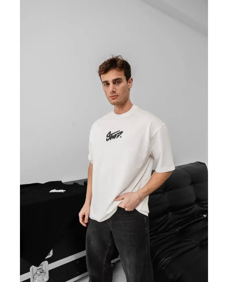 Erkek Baskılı Oversize - Beyaz
