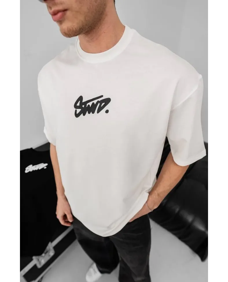 Erkek Baskılı Oversize - Beyaz