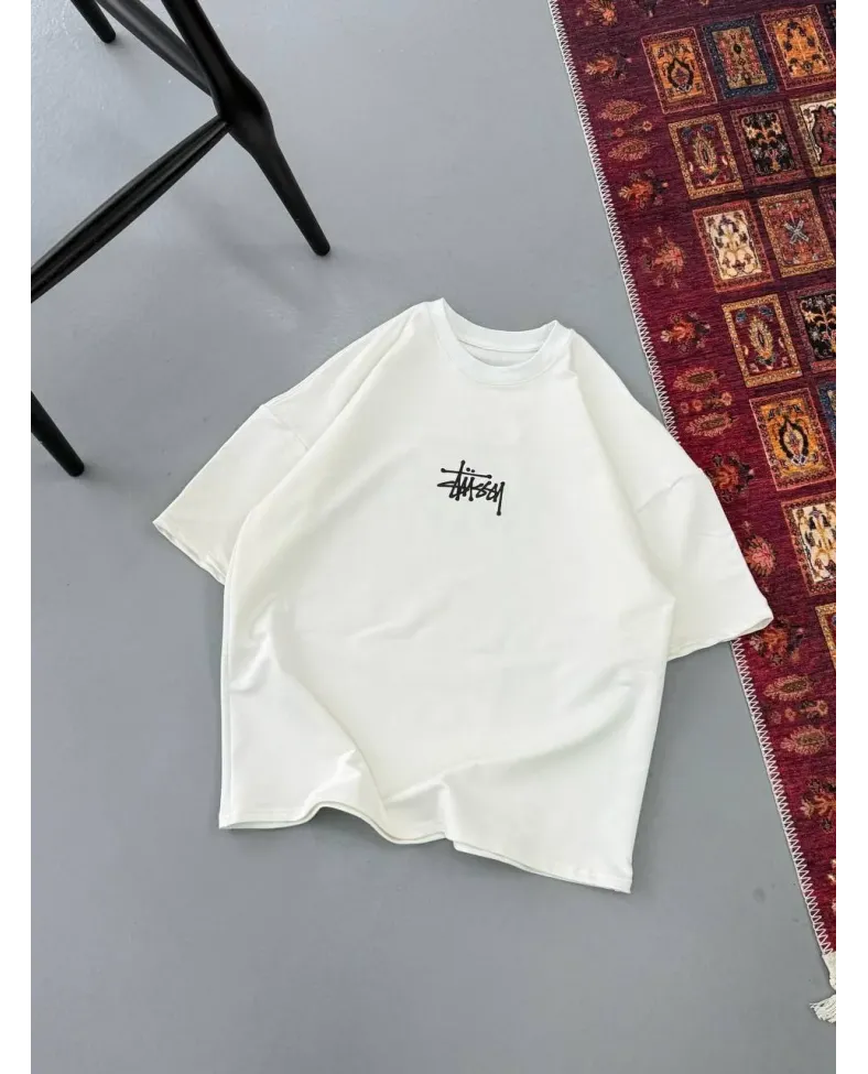 Erkek Baskılı Oversize - Beyaz