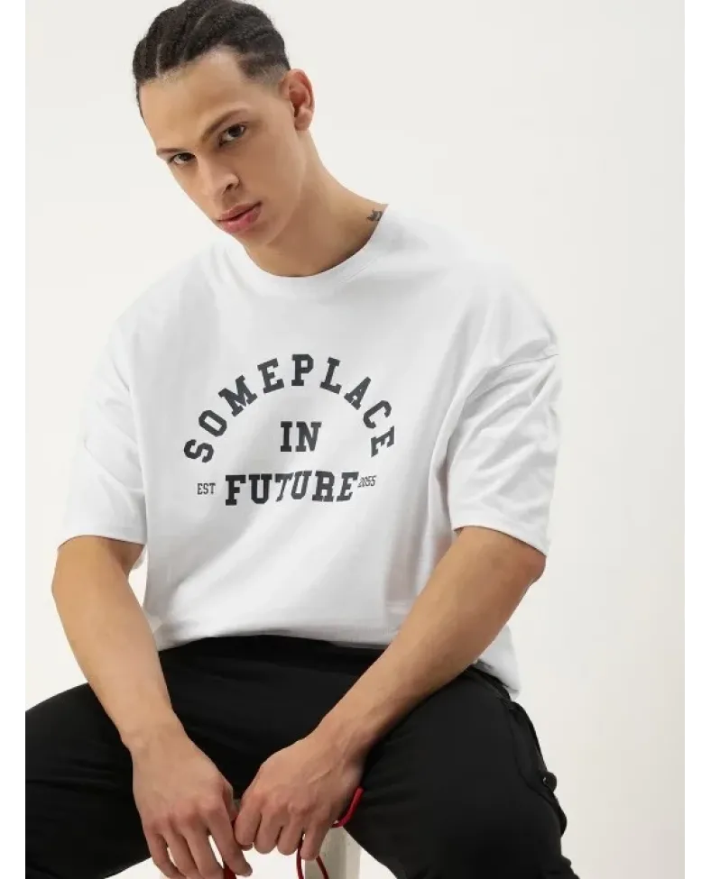 Erkek Baskılı Oversize - Beyaz