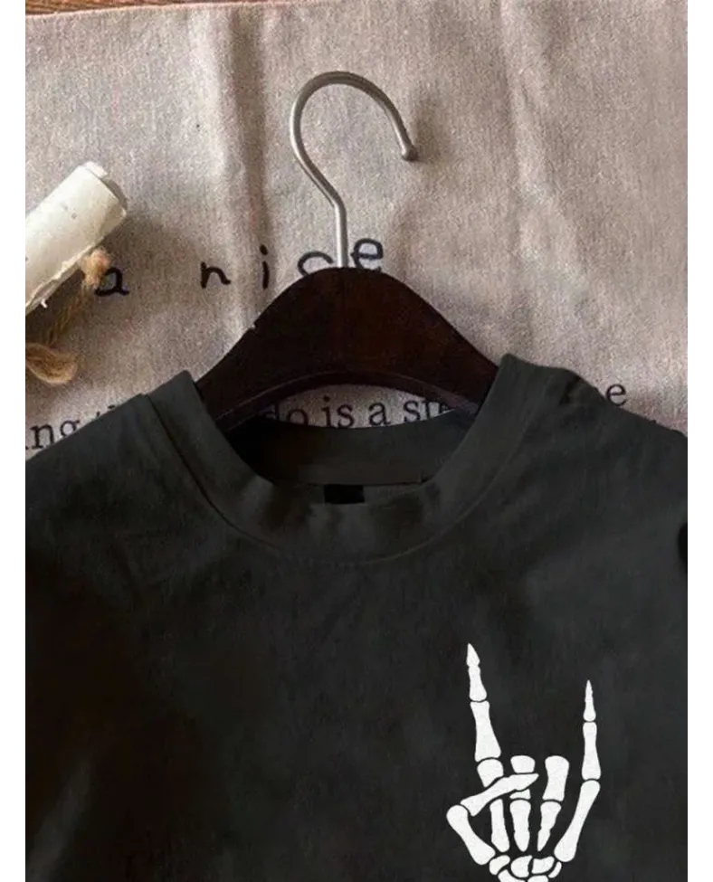 Erkek Baskılı Oversize T-shirt - Siyah