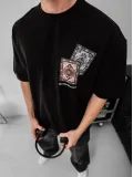 Erkek Baskılı Oversize T-shirt - Siyah