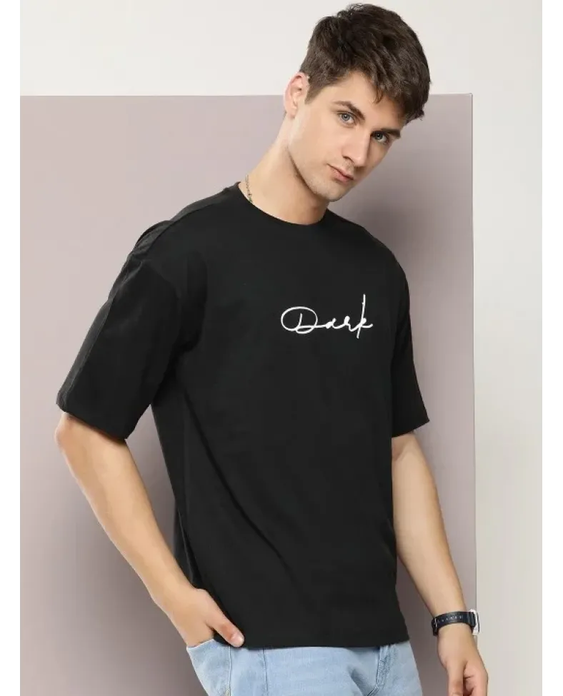 Erkek Baskılı Oversize T-shirt - Siyah