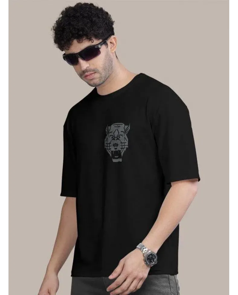 Erkek Baskılı Oversize T-shirt - Siyah