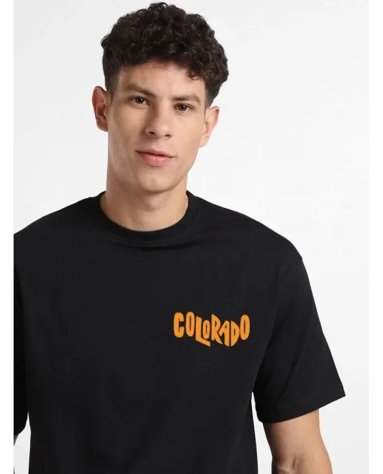 Erkek Baskılı Oversize T-shirt - Siyah