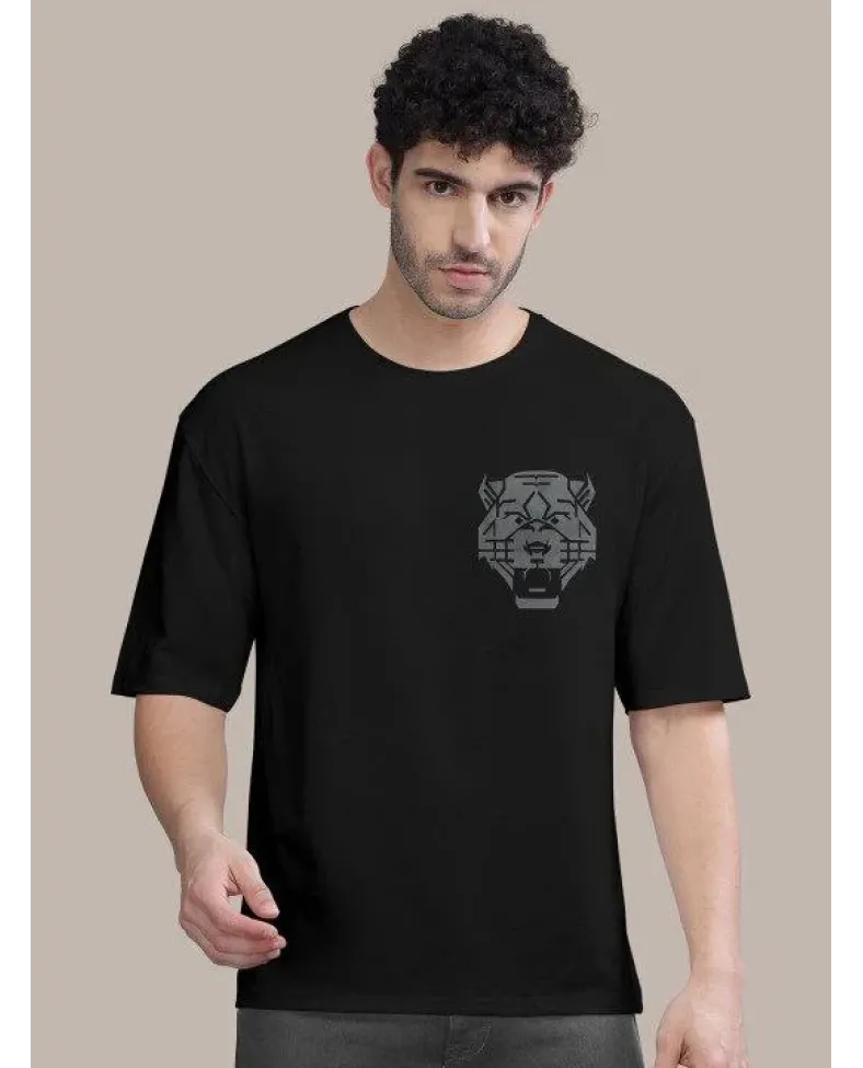 Erkek Baskılı Oversize T-shirt - Siyah