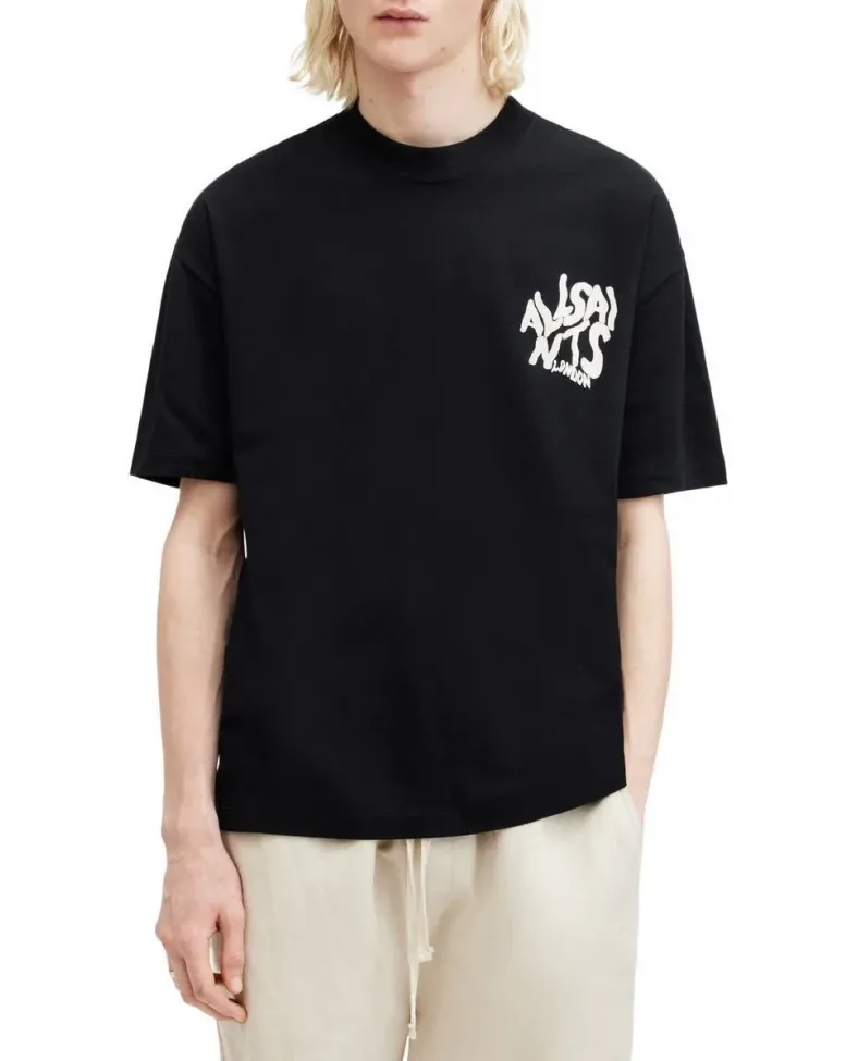 Erkek Tişört Baskılı Oversize Kısa kol T-shirt - Siyah