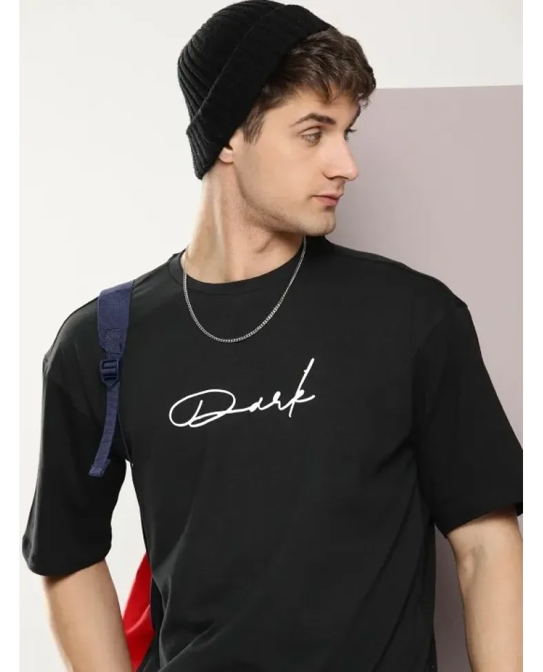 Erkek Baskılı Oversize T-shirt - Siyah