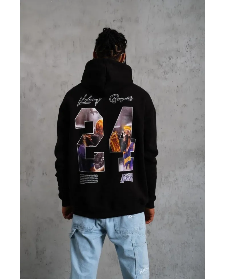 Erkek Baskılı Oversize Üç İplik Kapüşonlu Sweatshirt - Siyah