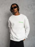 Erkek 3 iplik Bisiklet yaka Baskılı Sweatshirt - Beyaz