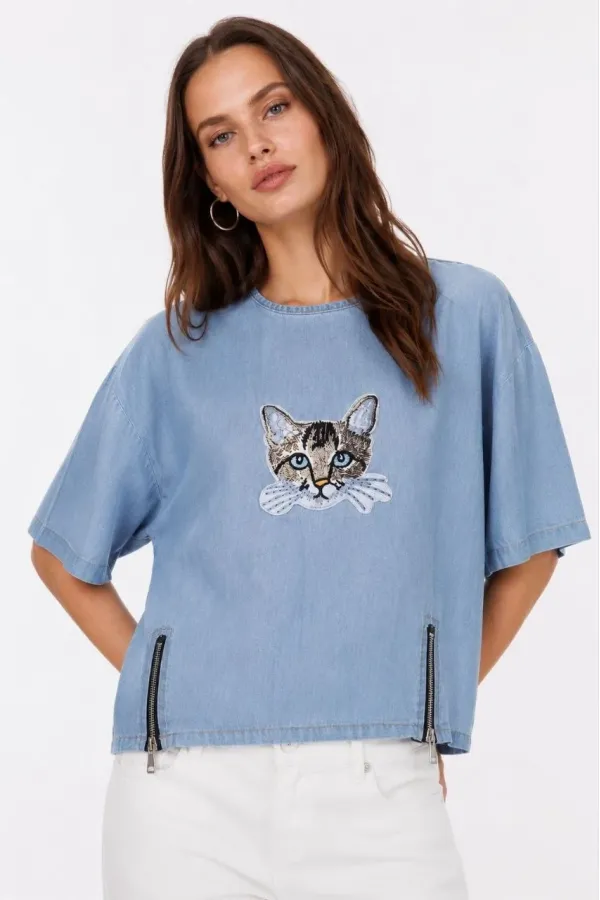 Erkek Baskılı T-Shirt Kısa Kol Bisiklet Yaka Rahat Kalıp Tişört - Mavi