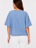 Erkek Baskılı T-Shirt Kısa Kol Bisiklet Yaka Rahat Kalıp Tişört - Mavi
