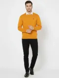 Erkek Bisiklet Yaka Nakış işlemeli Triko Kazak yumuşak dokulu Pamuklu ince - Turuncu