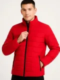 Erkek Bomber Mont Ceket – Su İtici Kumaş, Kapitone Astarlı, Fermuarlı, Kışlık - Kırmızı