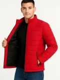 Erkek Bomber Mont Ceket – Su İtici Kumaş, Kapitone Astarlı, Fermuarlı, Kışlık - Kırmızı