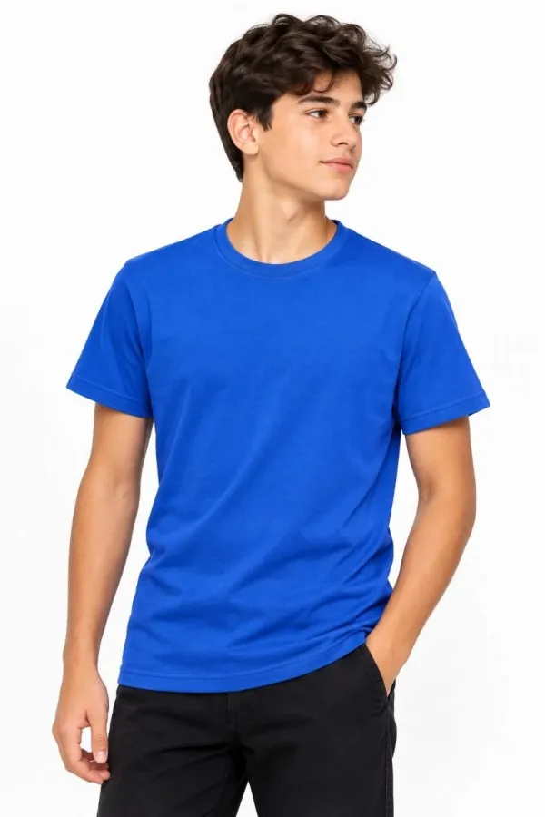 Erkek Çocuk Basic Bisiklet Yaka Kısa Kollu Slim Fit Yazlık Tişört