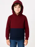 Erkek Çocuk Kapüşonlu Kanguru Cepli Parçalı SweatShirt - Renkli