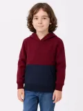Erkek Çocuk Kapüşonlu Kanguru Cepli Parçalı SweatShirt - Renkli