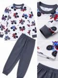 Erkek Çocuk Premium Penye Canavar Araba Desenli Uzun Kollu Pijama Takımı 2-11 Yaş - Füme