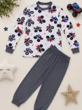 Erkek Çocuk Premium Penye Canavar Araba Desenli Uzun Kollu Pijama Takımı 2-11 Yaş - Füme